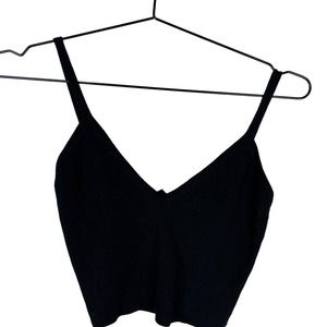 Superdown Remy Crop Top Black Strappy V Neck Stretch Knit Women's Size Medium M‎